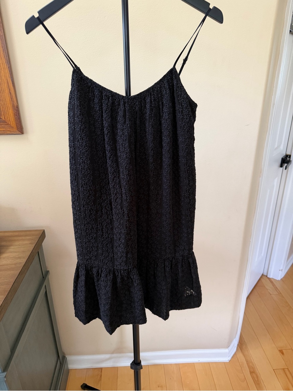 Madewell Black Embroidered Babydoll Mini Dress XS